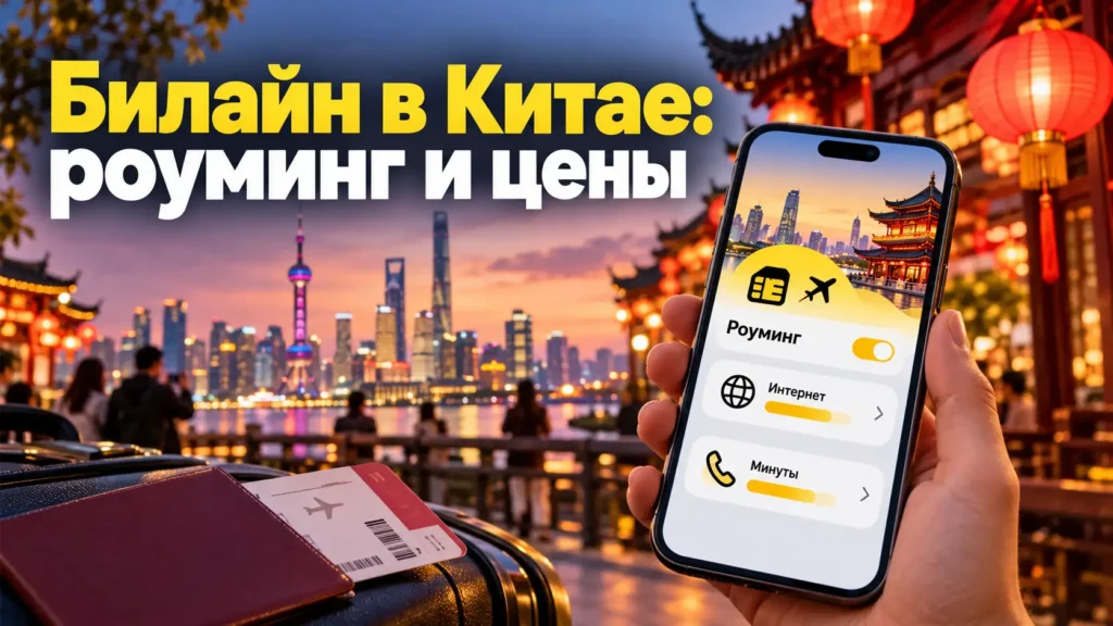 Билайн в Китае — роуминг, мобильный интернет и настройка связи на смартфоне на фоне Шанхая