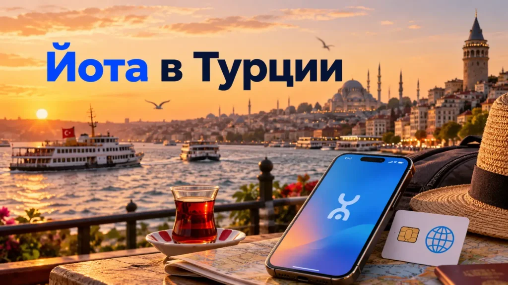 Йота в Турции — роуминг, мобильный интернет и eSIM на фоне Стамбула и Босфора